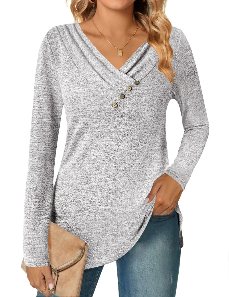 Zeagoo Women's Casual Tunic Tops Long Sleeve Shirts